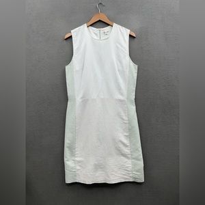 Gap Women’s Size 8 Tall White And Light Green Lined Linen And Cotton Dress